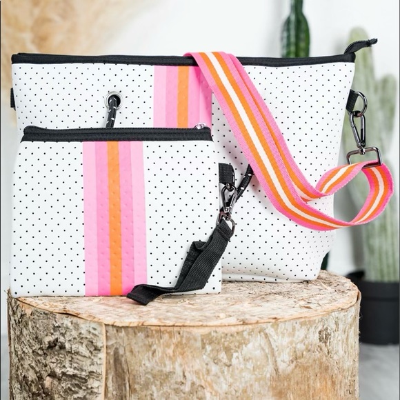 Handbags - Striped Neoprene Mini-tote Crossbody Bag